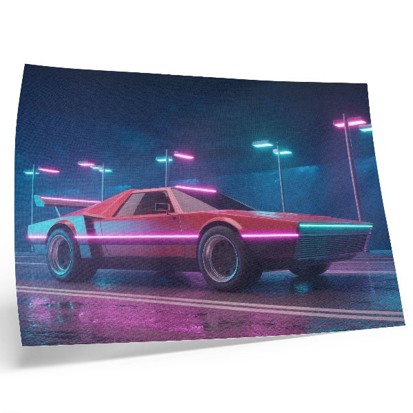 Poster till sovrum Retrobil i en neonstadsmiljö