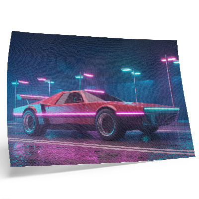 Poster till sovrum Retrobil i en neonstadsmiljö