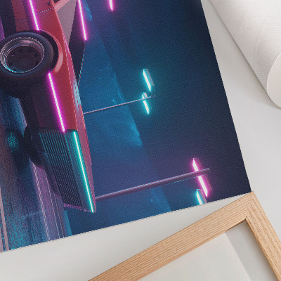 Poster till sovrum Retrobil i en neonstadsmiljö