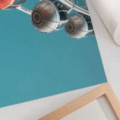 Poster till sovrum turkos himmel med dynamiska stugor i modern stil