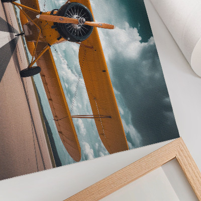 Poster Flygplan på dynamisk himmel på landningsbanan