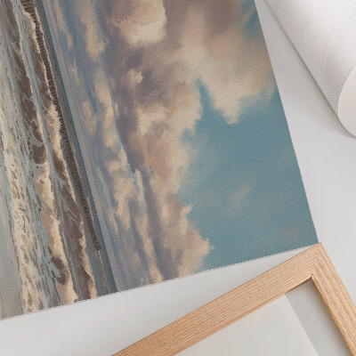 Stilren väggposter Lugnt hav pastellmoln strand