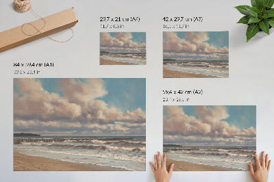 Stilren väggposter Lugnt hav pastellmoln strand