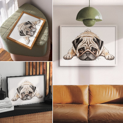 Poster Hundillustration, mysiga, varma färger, detaljer