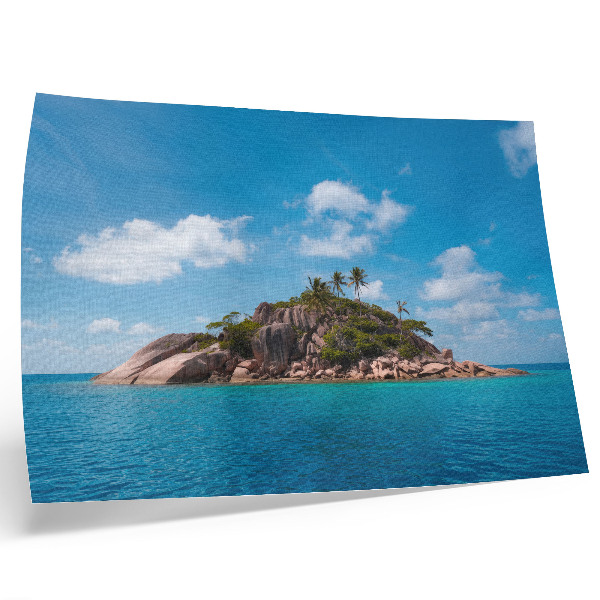 Poster till sovrum Exotisk ö blå himmel grön