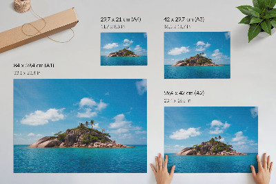 Poster till sovrum Exotisk ö blå himmel grön