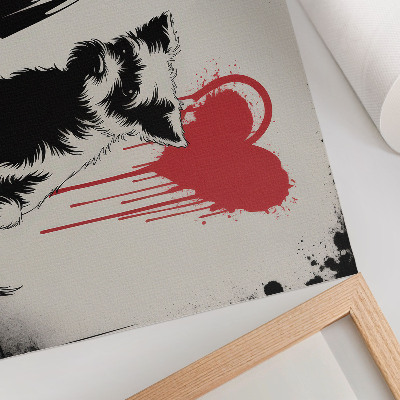 Väggposter Monokrom flicka hund hjärta