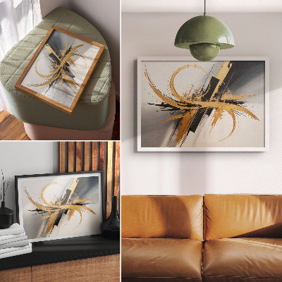 Stilren väggposter Dynamiskt mönster med beige och svarta linjer
