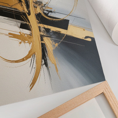 Stilren väggposter Dynamiskt mönster med beige och svarta linjer