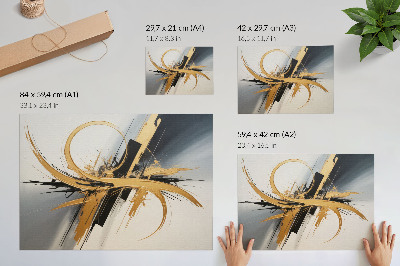 Stilren väggposter Dynamiskt mönster med beige och svarta linjer
