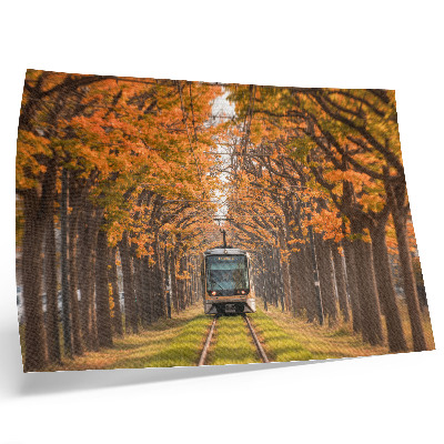 Poster Hösttunnel med en spårvagn i mitten