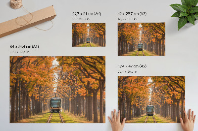 Poster Hösttunnel med en spårvagn i mitten