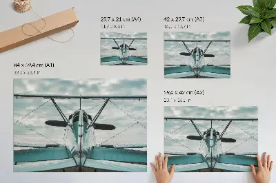Poster till sovrum framifrån av ett biplan med industriell elegans