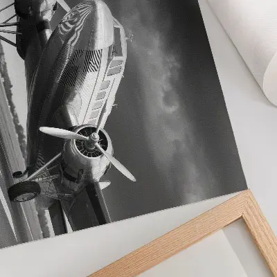 Väggposter gammalt flygplan i monokroma färger