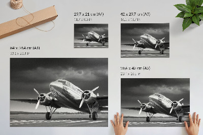 Stilren väggposter Gammalt plan i monokroma färger