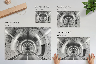 Poster till sovrum Symmetrisk svartvit tunnel med valv