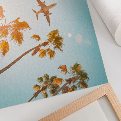 Poster Flygplan palmer blå himmel tropiskt klimat