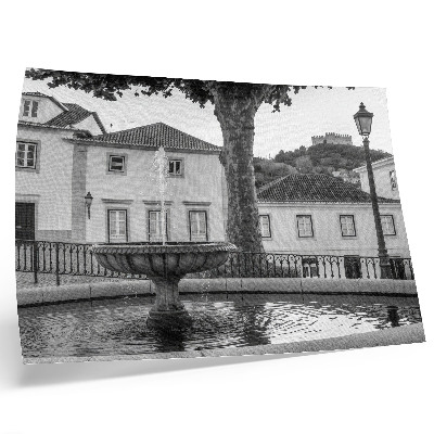 Poster till sovrum Svartvit fontän klassiska byggnader slott