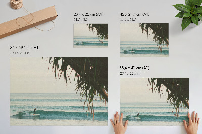Poster till sovrum strand surfing vågor palm naturlighet fred
