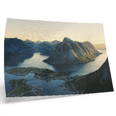 Poster Fjordar, berg, vatten, solnedgång, naturens harmoni