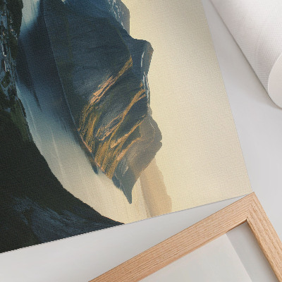 Poster Fjordar, berg, vatten, solnedgång, naturens harmoni