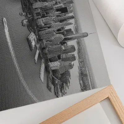 Poster med stadsmotiv modern panorama av skyskrapor