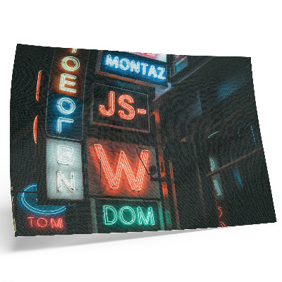 Väggposter Färgglada neonskyltar kvällsatmosfär