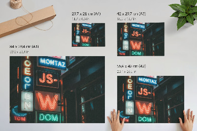 Väggposter Färgglada neonskyltar kvällsatmosfär