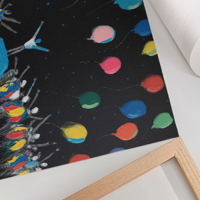 Väggposter Färgglada ballonger i kontrast till den svarta himlen