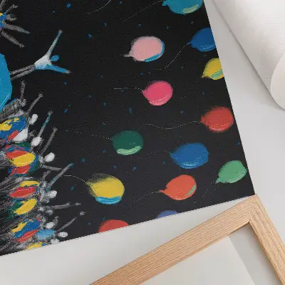 Väggposter färgglada ballonger mot en svart himmel