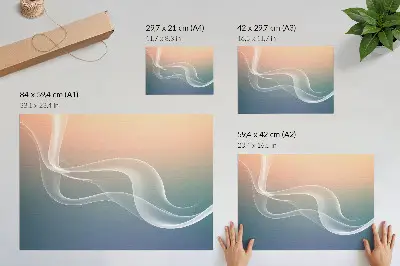 Poster till sovrum med motiv av pastellvågor i en subtil och harmonisk stil