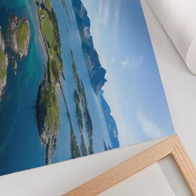 Poster Öar med berg, blå himmel, grön vegetation