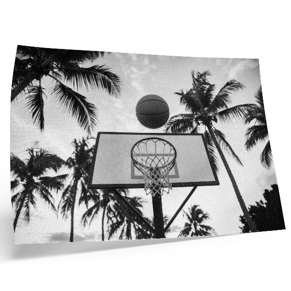 Stilren väggposter Basketkorg i palmer på svartvit bakgrund