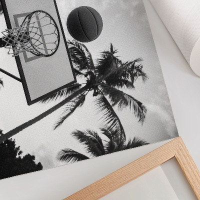 Stilren väggposter Basketkorg i palmer på svartvit bakgrund