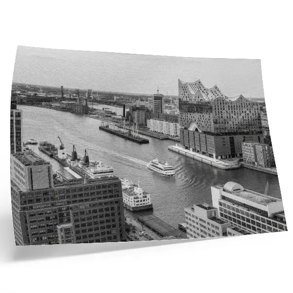 Poster till sovrum modern stadsflod med ikonisk arkitektur