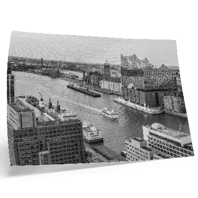 Poster till sovrum modern stadsflod med ikonisk arkitektur