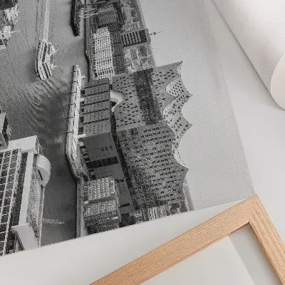 Poster till sovrum modern stadsflod med ikonisk arkitektur
