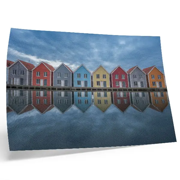 Poster färgglada hus i modern stil med symmetri