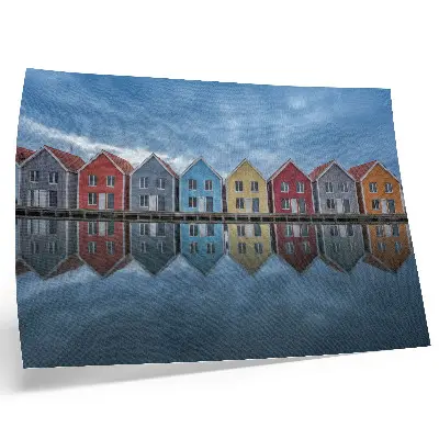 Poster färgglada hus i modern stil med symmetri