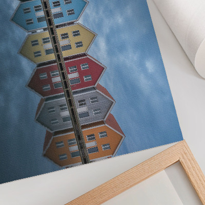 Poster Färgglada hus i modern stil, symmetri