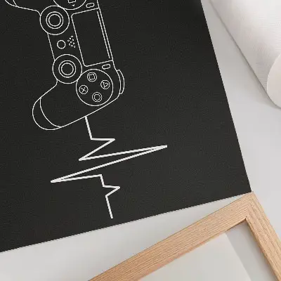 Poster till sovrum minimalistiskt hjärta med speltema i svartvitt