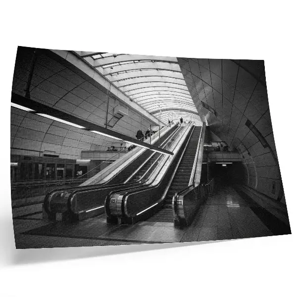 Poster modern arkitektur med invändig rulltrappa