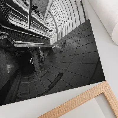 Poster modern arkitektur med invändig rulltrappa