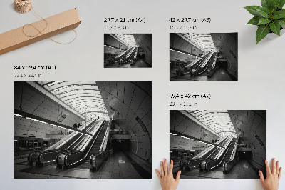 Poster Modern arkitektur invändig rulltrappa