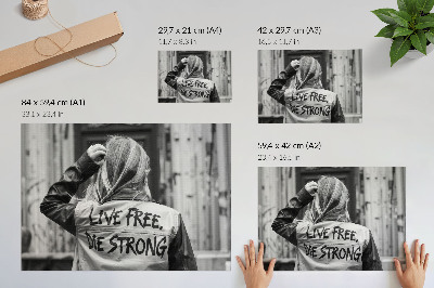 Poster till sovrum Svart jacka med inskriptioner, stark komposition, kontrast