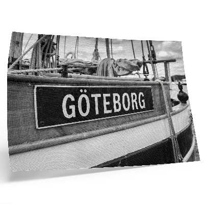 Poster Detalj av en svartvit retrobåt