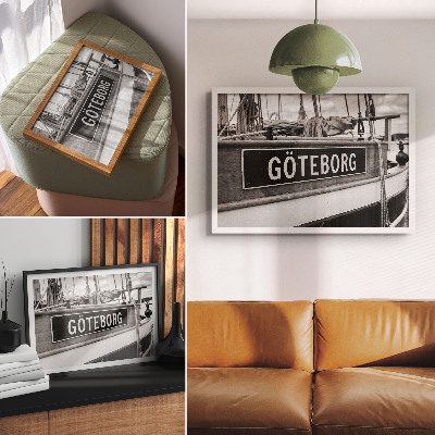Poster Detalj av en svartvit retrobåt