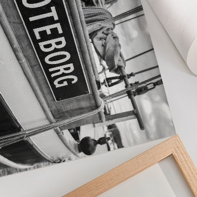 Poster Detalj av en svartvit retrobåt