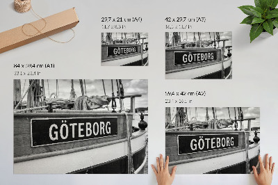 Poster Detalj av en svartvit retrobåt