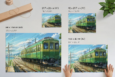 Poster till sovrum Illustrativt tåg i ett kustlandskap